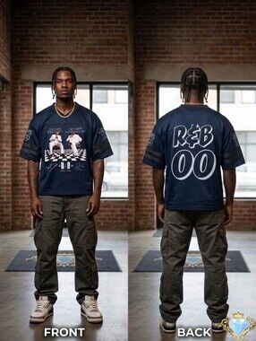 Custom R&B Tour Concert Jersey – Hollister Unisex Baggy Crop Fit (L) Navy Blue